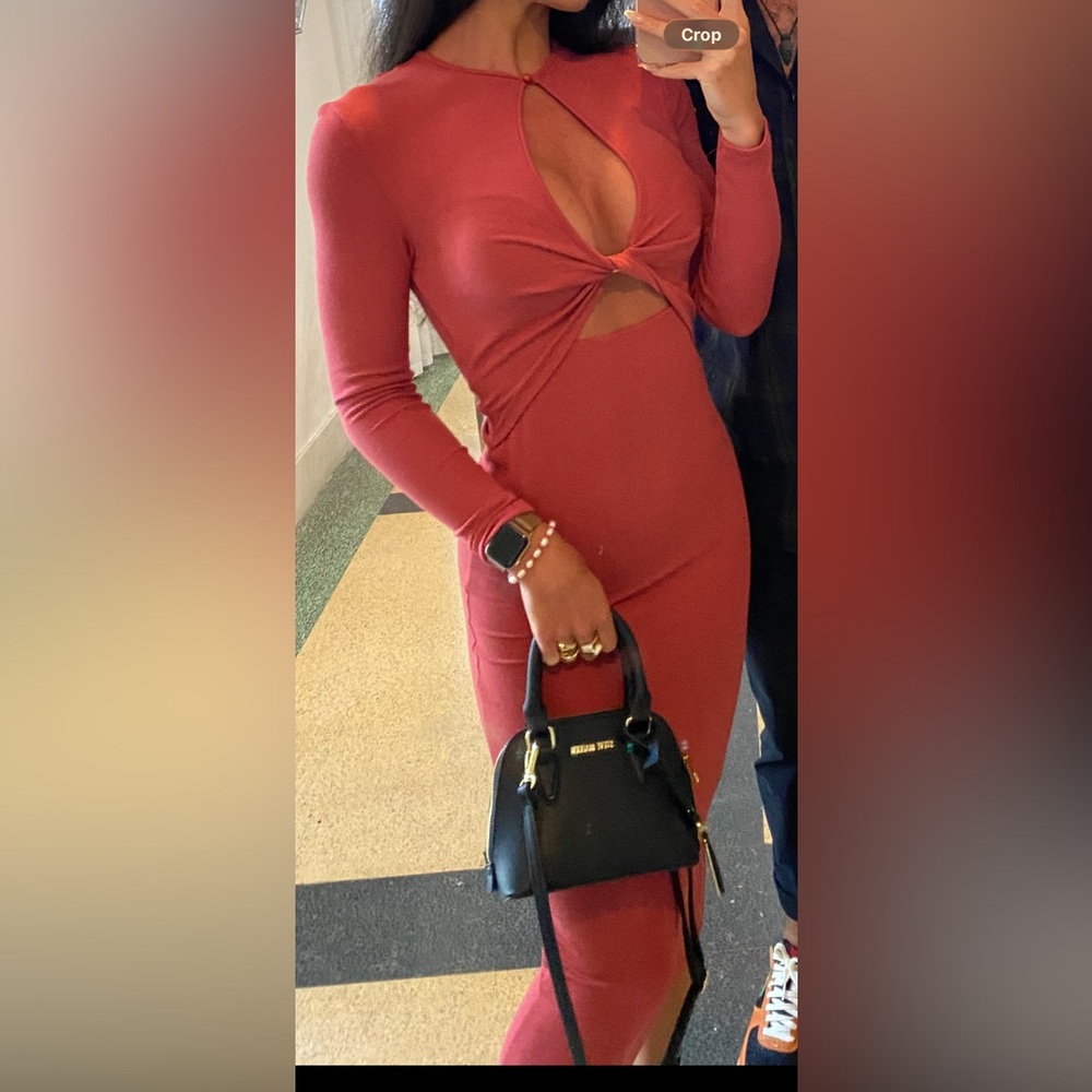 Elegant orange Cut-Out Dress